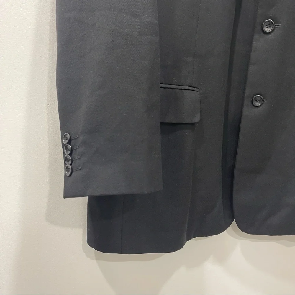 Pavone Soft Zignone Wool Three Button Suit Jacket Size 43 Regular Black